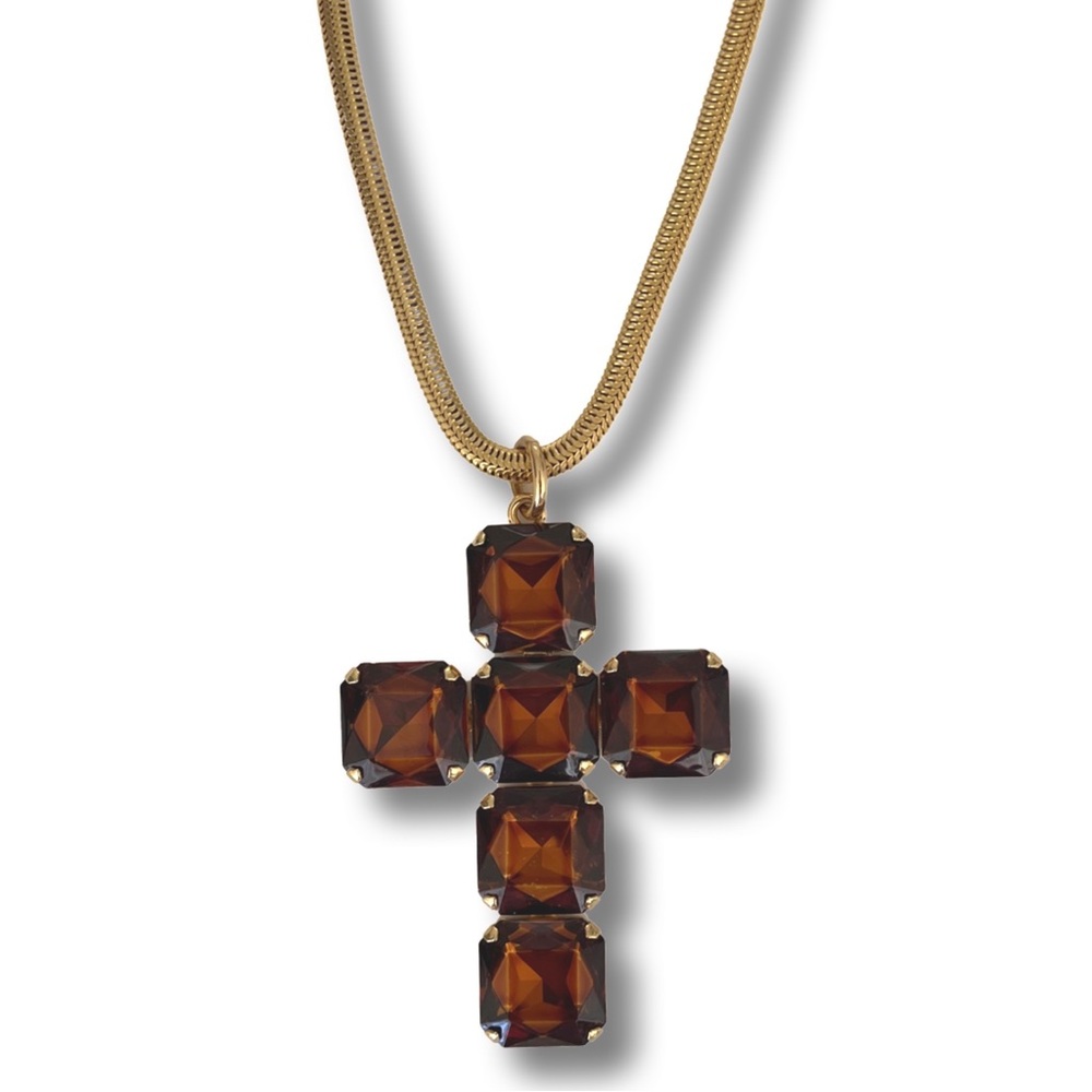 Long necklace with crystal cross ✨